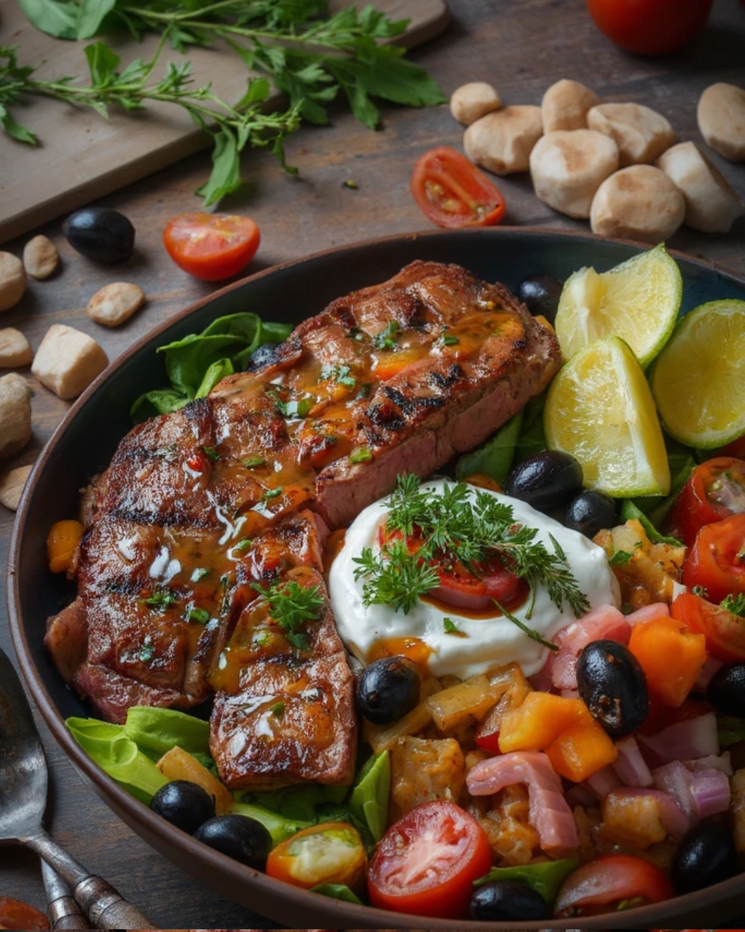 Mediterranean steak bowls recipe 