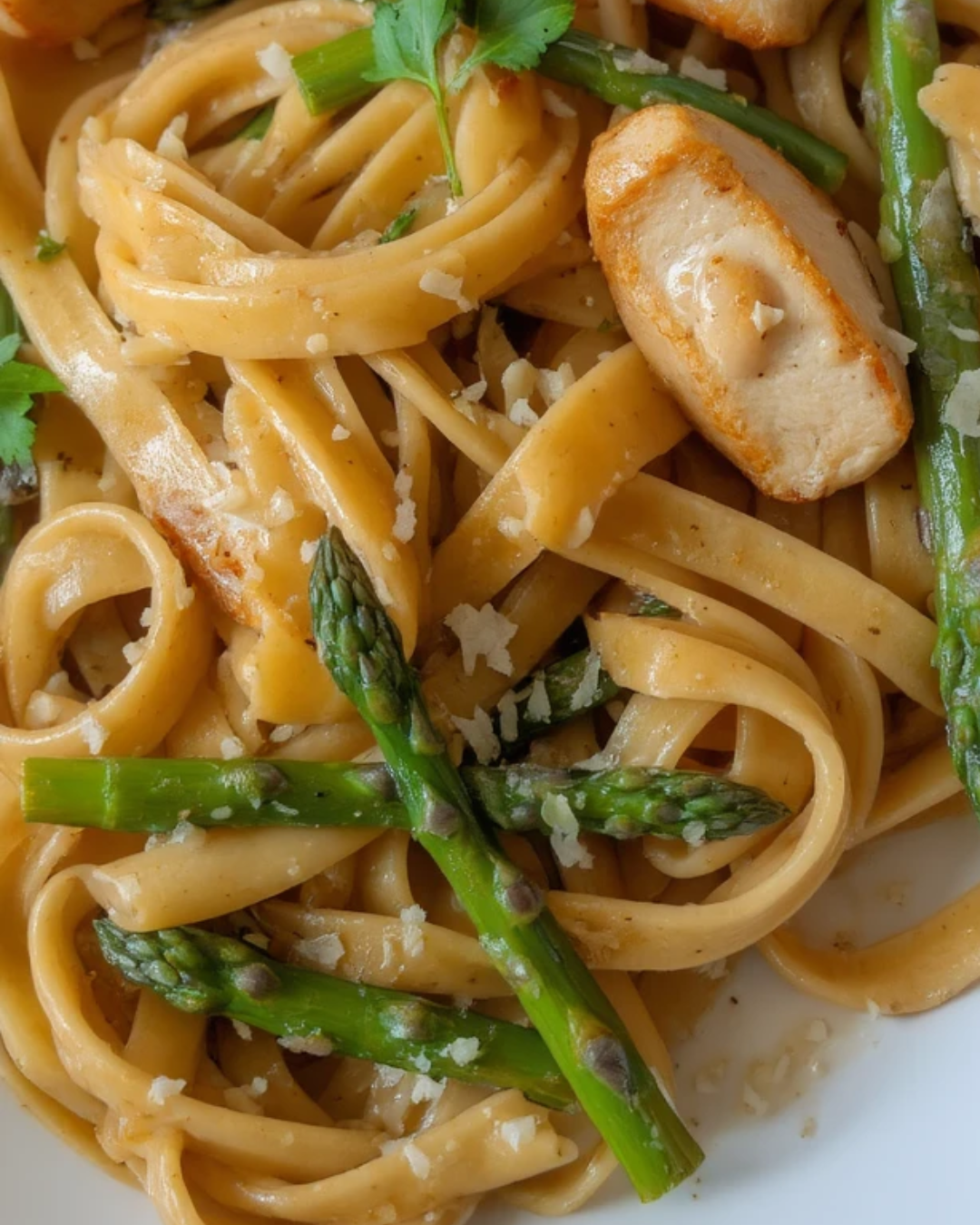 Creamy chicken asparagus pasta